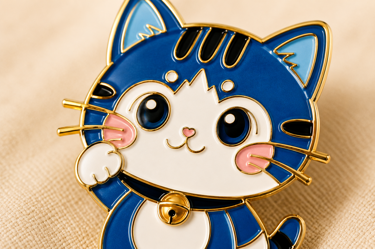 Blue Lucky Cat Enamel Pin