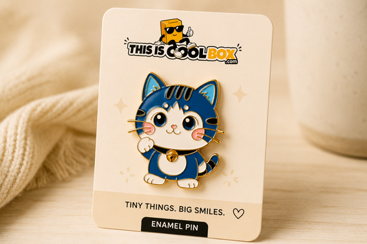 Blue Lucky Cat Enamel Pin