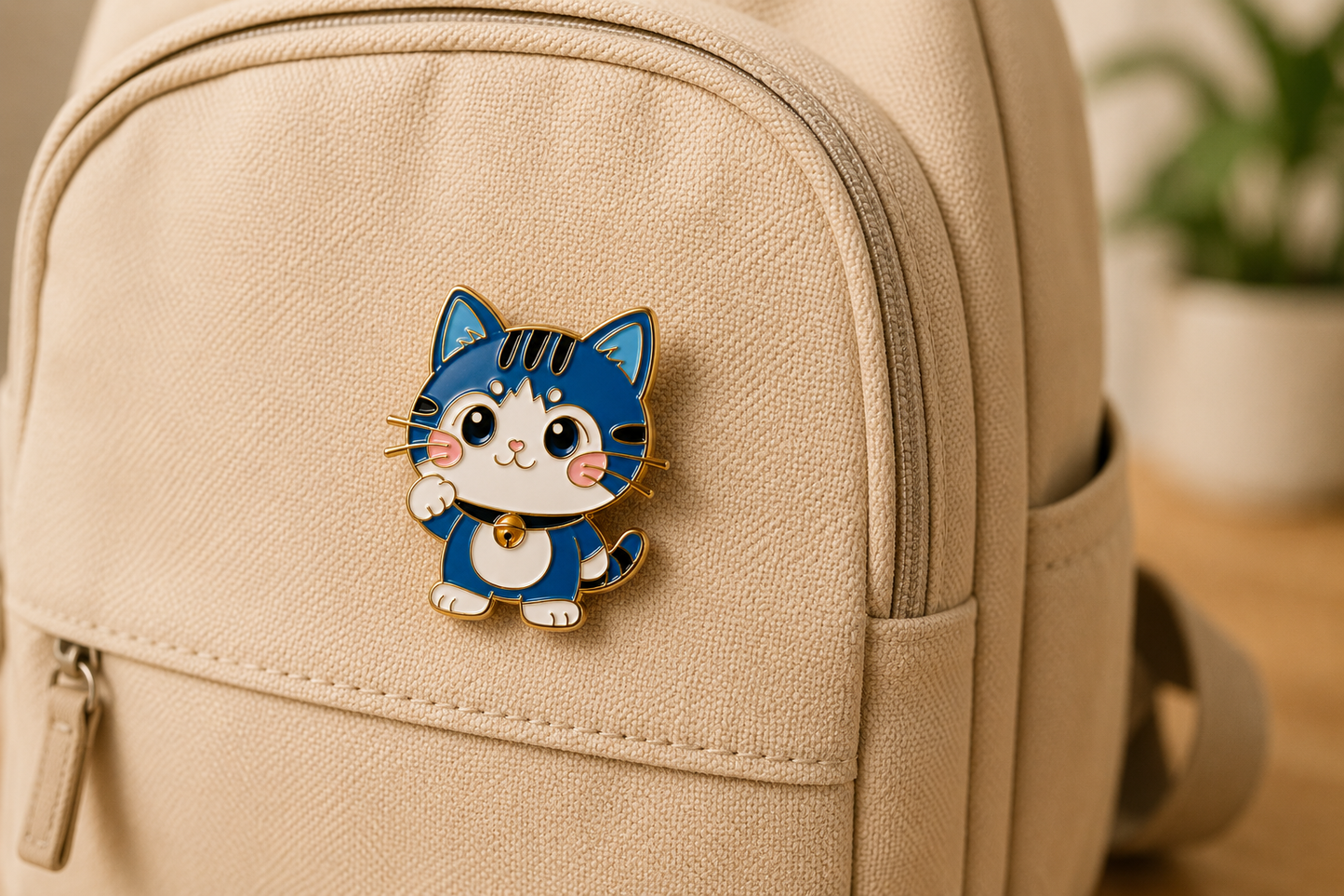 Blue Lucky Cat Enamel Pin